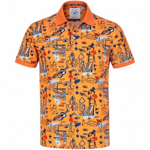 Cubist Print Pique Polo-new-Fifth Avenue Menswear