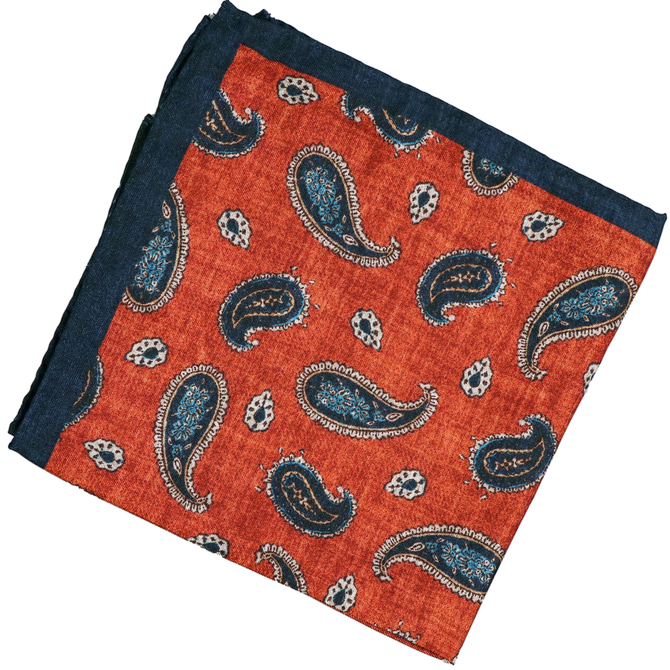 Paisley Print Silk Pocket Square