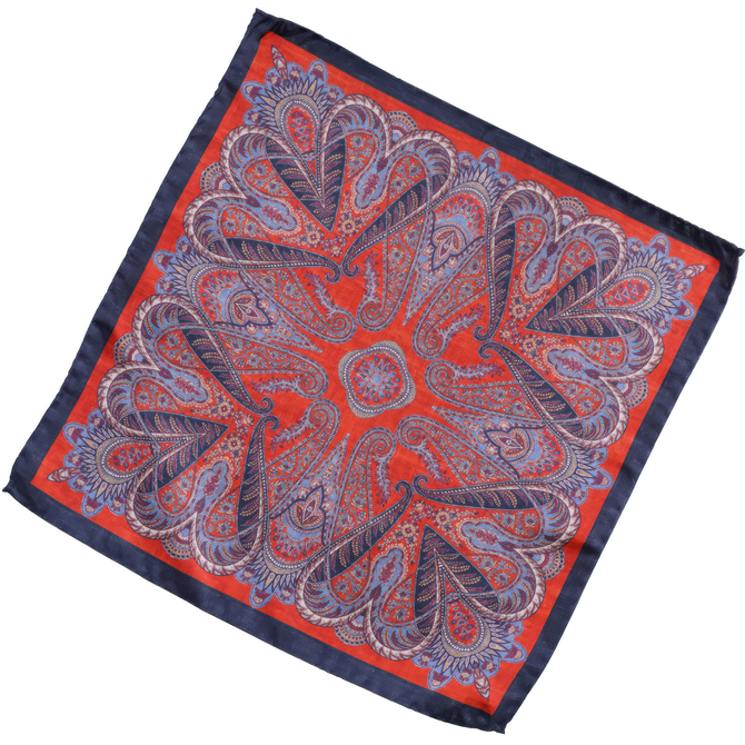 Paisley Floral Print Silk Pocket Square