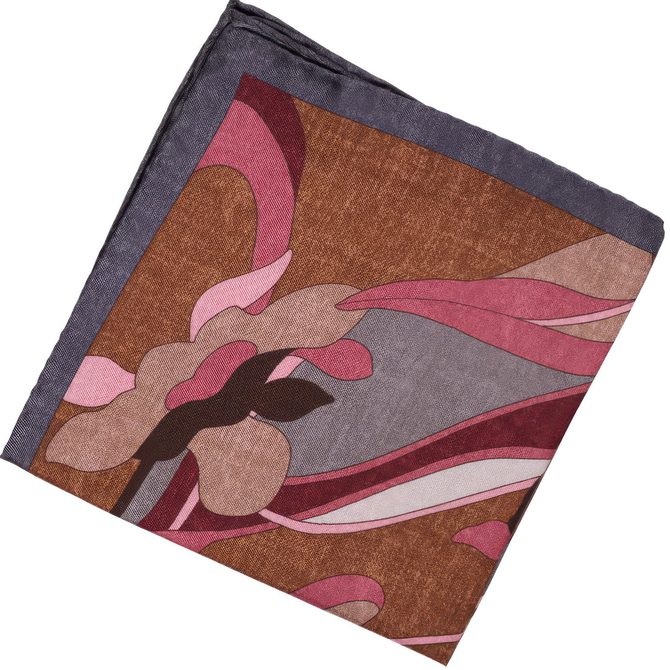 Large Floral Print Silk Pocket Square
