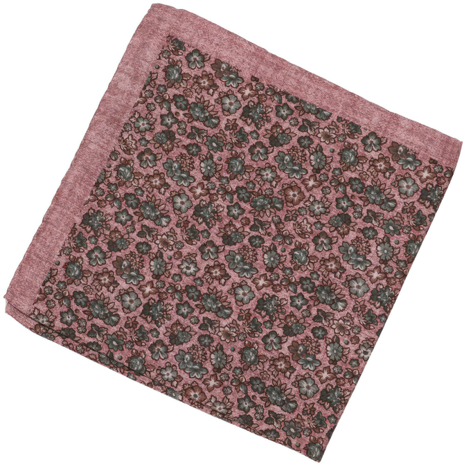 Small Floral Print Silk Pocket Square