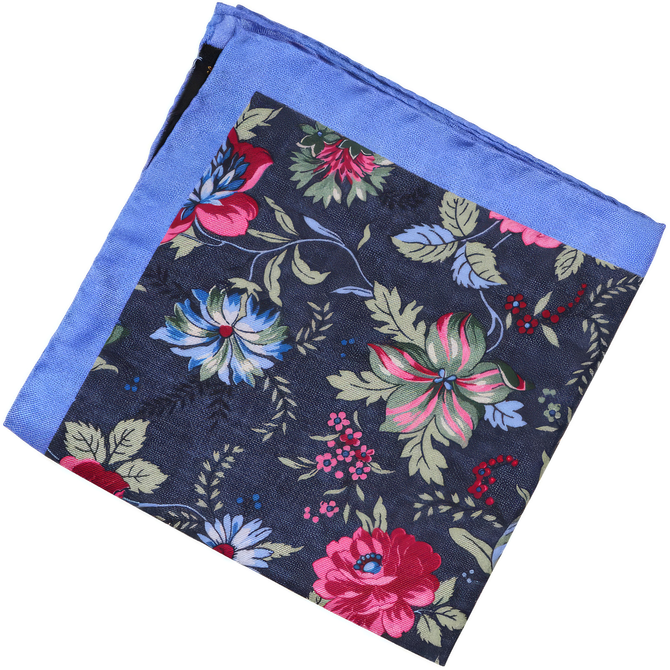 Multi Floral Print Silk Pocket Square