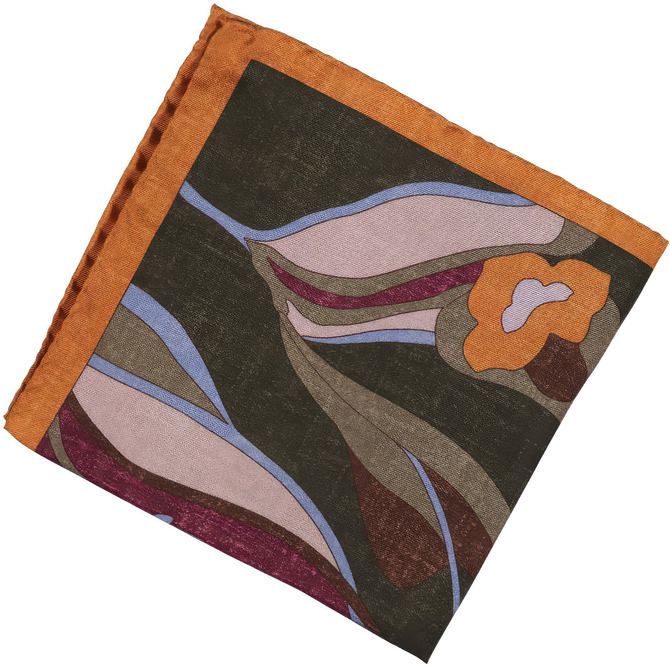 Big Floral Print Silk Pocket Square