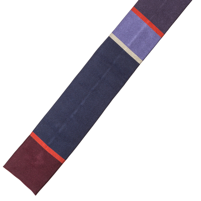 Skinny Square End Block Stripe Silk Tie