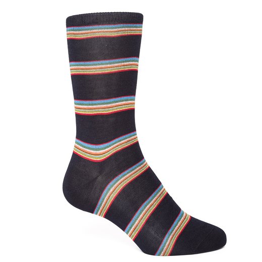 Multi Colour Block Stripe Cotton Socks-back in stock-Fifth Avenue Menswear